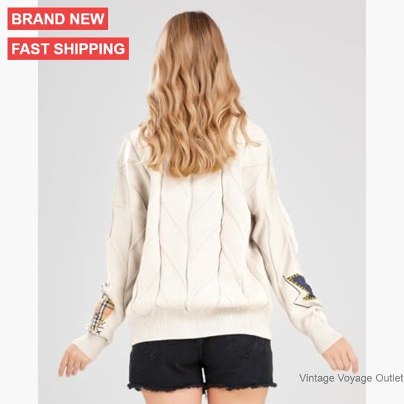 Women's Cable Knit Cardigan V-Neck Open Front Button Down Sweater Coat - Picture 3 of 7